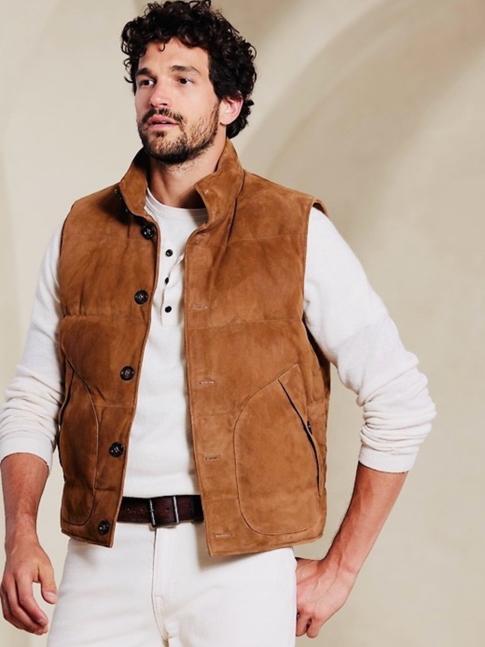 NWT $450 Banana Republic Suede Valas Puffer Vest Small
